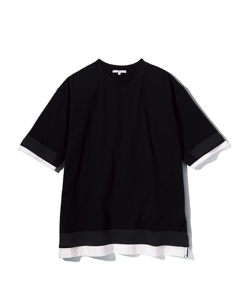nissen（ニッセン）の「吸汗速乾オーバーサイズ重ね着風５分袖Tシャツ（UVカット加工）（Tシャツ/カットソー・メンズ・ベージュ系/エンジ系/黒系・M/L/LL/3L/4L/5L/6L/8L/10L）」の9枚目の写真