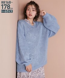 nissen | 高身長　起毛糸透かし編ニットプルオーバー（トールサイズ）couler(ニット/セーター)