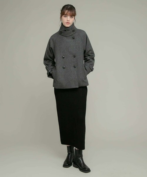 URBAN RESEARCH Sonny Label（アーバンリサーチサニーレーベル）の「メルトンジャージースタンドカラーコート（テーラードジャケット・レディース・チャコール/グレー/ベージュ・FREE）」の10枚目の写真