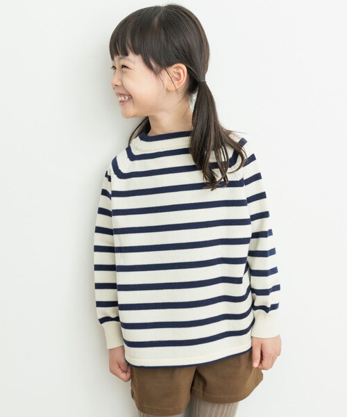 URBAN RESEARCH DOORS（アーバンリサーチドアーズ）の「ウーステッドヤーン配色ニット(KIDS)（ニット/セーター・キッズ・OFF×NAVY/ORANGE・105/120/135）」の7枚目の写真