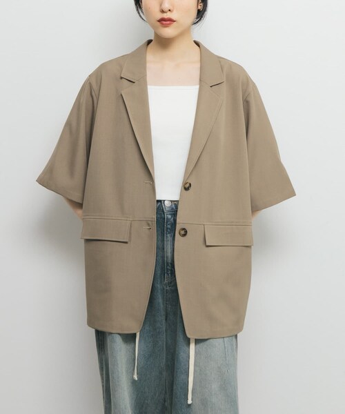 KBF（ケイビーエフ）の「ハーフスリーブルーズジャケット（テーラードジャケット・レディース・CHARCOAL/MOCHA・one）」の2枚目の写真