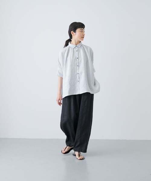 かぐれ(カグレ)の「Honnete Half-Sleeve Gather Shirts(シャツ/ブラウス・レディース・Ice Grey/Coral/Bk Choco・one)」の18枚目の写真