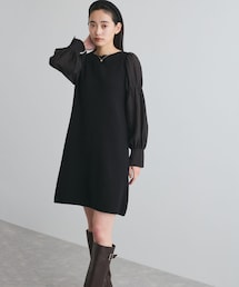 VIS（ビス）の「【洗える】ニットドッキングAラインミニワンピース（ワンピース・レディース）」