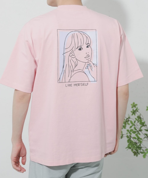 SENSE OF PLACE by URBAN RESEARCH(センスオブプレイスバイアーバンリサーチ)の「ガールグラフィックTシャツ(5分袖)(Tシャツ/カットソー・メンズ・PURPLE/WHITE①/PINK/ORANGE①/WHITE②/ORANGE②/WHITE③/MINT/ORANGE③・M/L)」の2枚目の写真