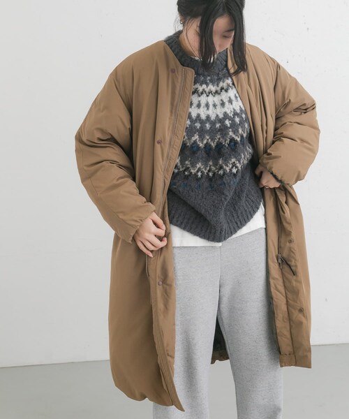 EKAL（エカル）の「『UR TECH』中綿 ノーカラーコート（その他アウター・レディース・ダークブラウン/モカ/チャコール・one）」の17枚目の写真