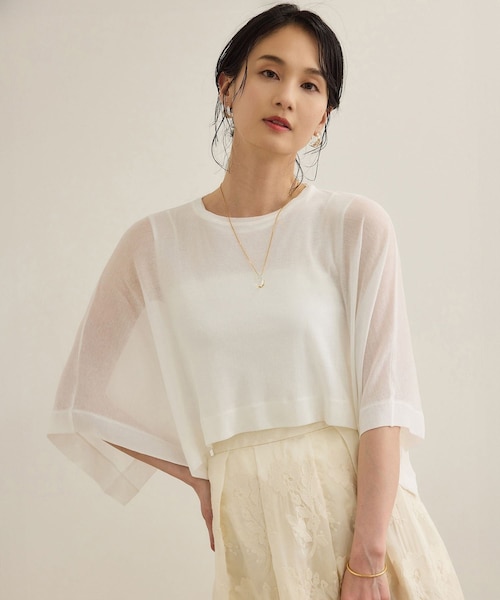 ROPE'（ロペ）の「【洗える】シアーフライスケープセットプルオーバー（Tシャツ/カットソー・レディース・ブラック/ホワイト/ブルー・F）」の15枚目の写真