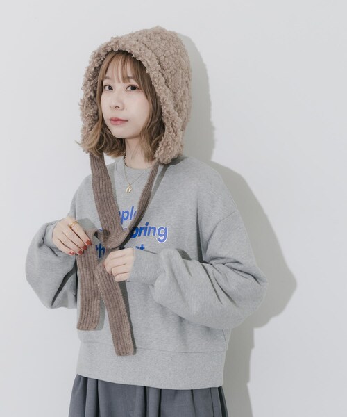 SMELLY（スメリー）の「ループボアボンネット（ニットキャップ/ビーニー・レディース・BEG/BLK・-）」の18枚目の写真