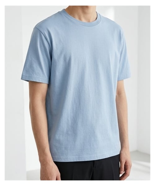 nissen（ニッセン）の「綿１００％無地クルーネック半袖Ｔシャツ（Tシャツ/カットソー・メンズ・ホワイト/デニム/チャコール/オートミール/ネイビー/ライトピンク/ライトパープル/シーブルー/ロイヤルブルー/フォレスト/アクア/ライトイエロー/オレンジ/レッド/バーガンディ/ブラック/ライトベージュ/サンドカーキ/キャメル/ダークブラウン/ダスティピンク/ダスティブルー/アーミーグリーン/セメント/サファリ/モスグレー/アシッドブルー・S/M/L/XL/XXL/XXXL/4XL/XXXXL/5XL）」の20枚目の写真