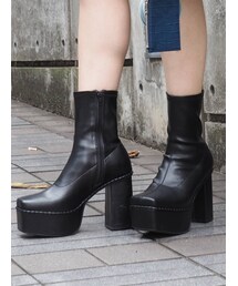 EVRIS | ステッチチャンキーヒールショートブーツ(ブーツ)