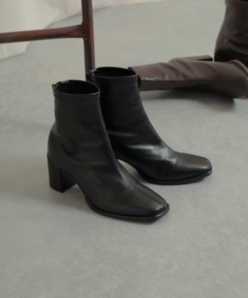 SENSE OF PLACE by URBAN RESEARCH（センスオブプレイスバイアーバンリサーチ）の「スクエアトウセンターシームストレッチブーツ（その他シューズ・レディース・PYTHON/BLACK/BLCK/IVORY/BROWN/BEIGE/L.KHAKI・S/M/L）」の2枚目の写真