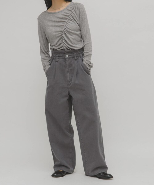 KBF（ケイビーエフ）の「フリルウエストツイルパンツ（その他パンツ・レディース・BEIGE/GRAY/BROWN・One）」の9枚目の写真