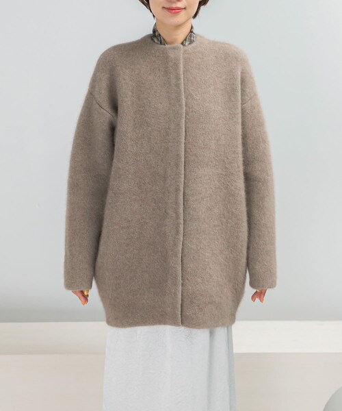 URBAN RESEARCH ROSSO（アーバンリサーチロッソ）の「ELENDEEK　CREW-NECK RACCOON MIX WCARDIGAN（カーディガン/ボレロ・レディース・BRD/L.YLW/BGE・1/2）」の9枚目の写真