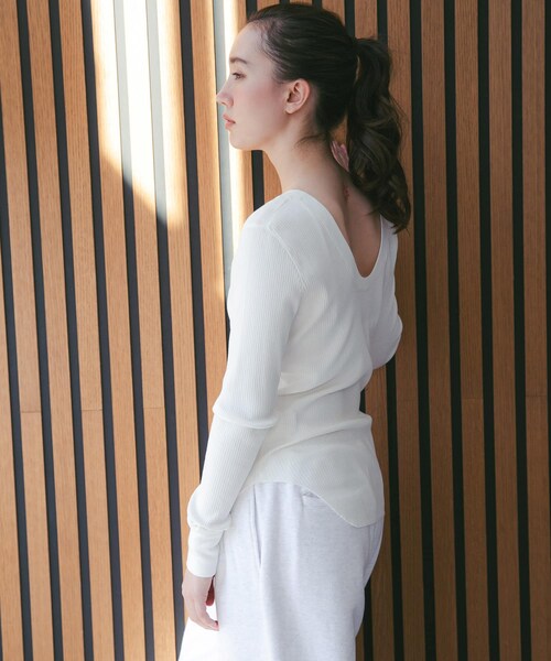 URBAN RESEARCH（アーバンリサーチ）の「『別注』HAKUJI×URBAN RESEARCH　ORGANIC COTTON LONG-SLEEVE PULLOVER（Tシャツ/カットソー・レディース・NAVY/BLACK/WHITE・Free）」の6枚目の写真