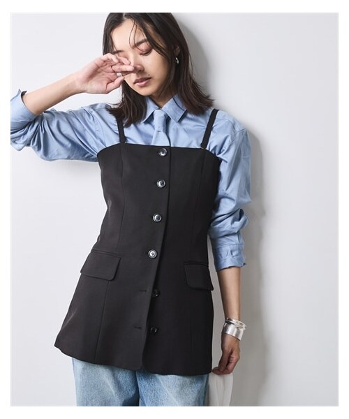 nissen（ニッセン）の「【CHIC STYLE】キャミソールビスチェ（ベスト・レディース・グレー/黒・M/L/LL/3L/4L/5L/6L/8L/10L）」の9枚目の写真