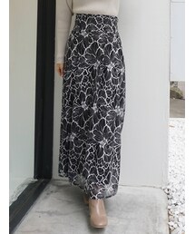 MERCURYDUO | フラワーレースハイウエストフレアスカート(スカート)