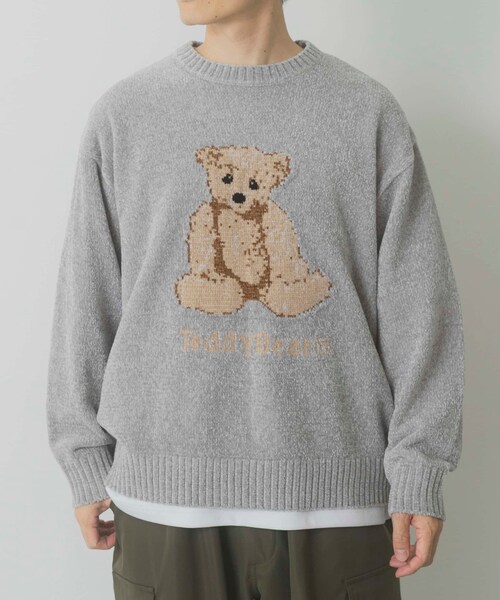 ITEMS URBANRESEARCH（アイテムズ アーバンリサーチ）の「Teddy Bear モールクルーネックニット（ニット/セーター・メンズ・GRY/NVY/GRN・M/L）」の2枚目の写真