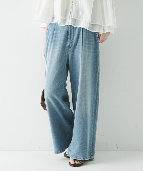 URBAN RESEARCH(アーバンリサーチ)の「『3サイズ展開』綿麻デニムイージーパンツ(デニムパンツ・レディース・WHITE/LT BLUE・38/40/36)」の3枚目の写真