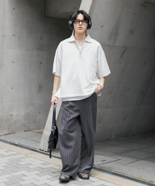 SENSE OF PLACE by URBAN RESEARCH(センスオブプレイスバイアーバンリサーチ)の「ピンストライプタックワイドスラックス(その他パンツ・メンズ・CHARCOAL/BROWN/GREIGE・M/L)」の9枚目の写真