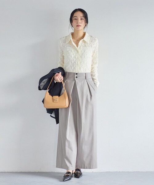 VIS（ビス）の「フロントタックデザインワイドパンツ（その他パンツ・レディース・ライトグレー/ベージュ・M/S）」の14枚目の写真