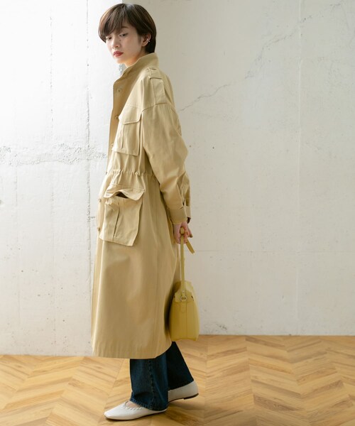 KBF(ケイビーエフ)の「ドロストミリタリーコート(ミリタリージャケット・レディース・BEIGE/KHAKI/ORANGE・one)」の14枚目の写真
