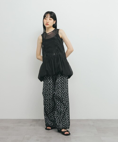 KBF（ケイビーエフ）の「ドロストバルーンスリーブレストップス（チュニック・レディース・IVORY/MAUVE GRAY/BLACK・one）」の19枚目の写真