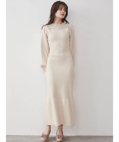 ラグナムーン ニットワンピース ベストレイヤードニットワンピース