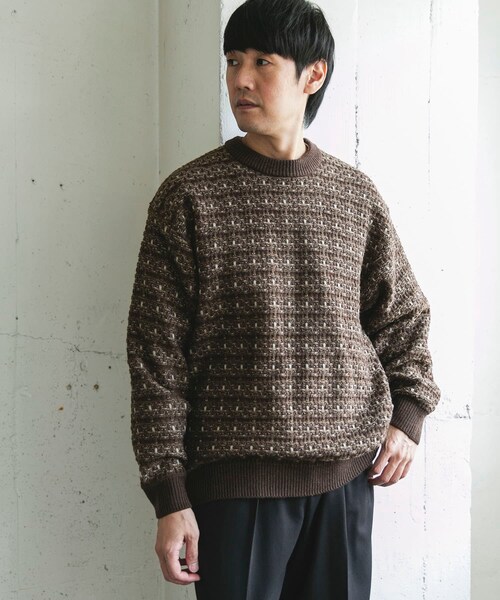 URBAN RESEARCH DOORS（アーバンリサーチドアーズ）の「ツイードライク ボーダーニット（ニット/セーター・メンズ・GRAY/BLACK/BROWN・M/L）」の19枚目の写真