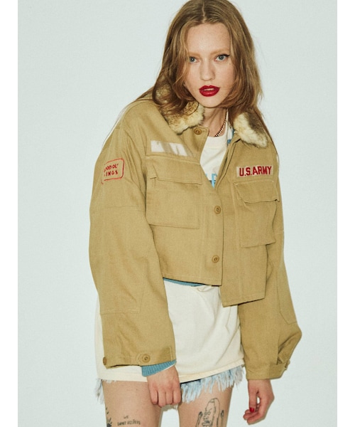 jouetie（ジュエティ）の「ミリタリーショートジャケット（テーラードジャケット・レディース・ベージュ/カーキ/ブラック・M）」の10枚目の写真