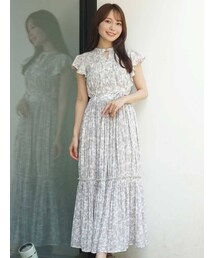 MERCURYDUO | プリントプリーツデザインワンピース(ワンピース)
