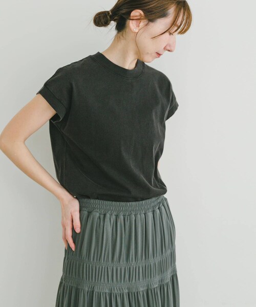 ITEMS URBANRESEARCH（アイテムズ アーバンリサーチ）の「ピグメントフレンチTシャツ（Tシャツ/カットソー・レディース・CML/GRY/BLK・FREE）」の8枚目の写真