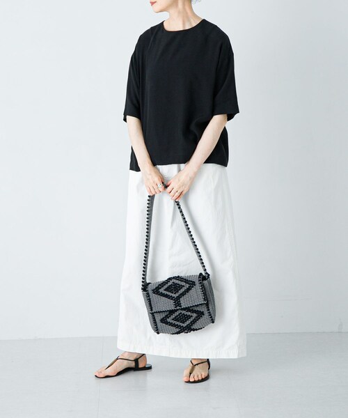 かぐれ（カグレ）の「『2サイズ展開』コットンストレートスカート（スカート・レディース・OFF/BLACK・0/1）」の6枚目の写真