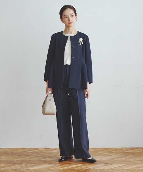 URBAN RESEARCH（アーバンリサーチ）の「ノーカラーペプラムジャケット（ノーカラージャケット・レディース・NAVY/BLACK・Free）」の20枚目の写真