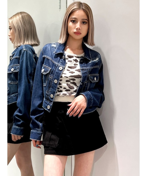 GYDA（ジェイダ）の「リヨセルダメージショートデニムGジャン（デニムジャケット・レディース・ブルー/インディゴ・F）」の4枚目の写真