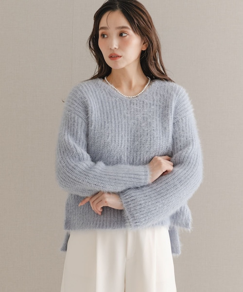 URBAN RESEARCH ROSSO（アーバンリサーチロッソ）の「シャギーVネックニット（ニット/セーター・レディース・WHITE/SAX/GRAY・Free）」の4枚目の写真