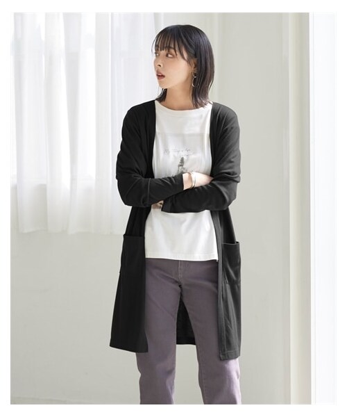 nissen（ニッセン）の「カットソーロング丈カーディガン＜大きいサイズ有＞（カーディガン/ボレロ・レディース・A=ボルドー/B=カーキ/C=黒/グレー/ラベンダー/ピンク/オフホワイト/ネイビー/黒/ボルドー/グリーン/赤/ブラウン/マスタード/ベージュ/ライトグリーン/ライトイエロー/ライトピンク/サックス/モカブラウン/ダークグレー/ダークオレンジ/パープル/フューシャピンク/ミント/スモーキーパープル/ピンクテラコッタ/パステルグリーン/ラベンダーピンク/ブルー/スモーキーピンク/くすみグリーン/ライトパープル/くすみブルー/ローズピンク/カーキ/フェードブルー・S/M/L/LL/3L/4L/5L/6L/8L/10L）」の22枚目の写真