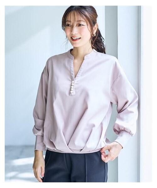 nissen（ニッセン）の「パール調ボタンスキッパータックブラウス【OtonaSMILE】（シャツ/ブラウス・レディース・オフホワイト/スモーキーピンク・M/L/LL/3L/4L）」の10枚目の写真