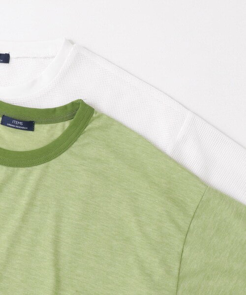 ITEMS URBANRESEARCH（アイテムズ アーバンリサーチ）の「メッシュトップス+Tシャツ レイヤードセット（Tシャツ/カットソー・メンズ・BLK×WHT/OFF×OLV/OFF×杢GRY・M/L）」の20枚目の写真