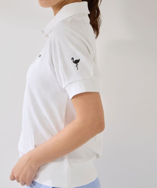 ROPE'（ロペ）の「ジャガードタックスリーブ半袖ポロ/UV・吸水（ポロシャツ・レディース・ブラック/ホワイト/ターコイズ/イエロー・L/M/S）」の16枚目の写真
