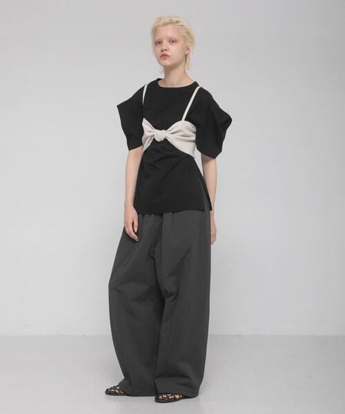 LAATO（ラート）の「tack sleeve tee（Tシャツ/カットソー・レディース・パール/インク/キャメル・Free）」の19枚目の写真