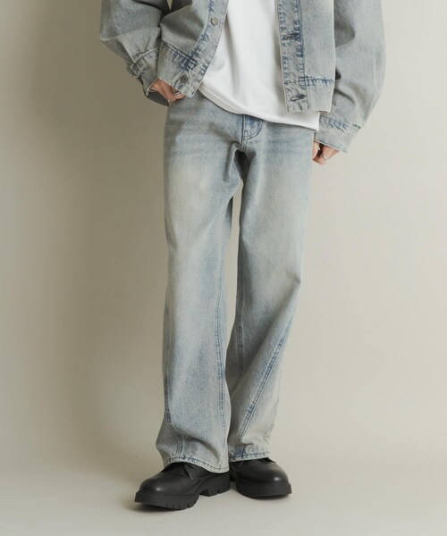 SENSE OF PLACE by URBAN RESEARCH（センスオブプレイスバイアーバンリサーチ）の「ツイストデニムワイドパンツ（デニムパンツ・メンズ・GREEN/L.INDIGO・M/L）」の19枚目の写真