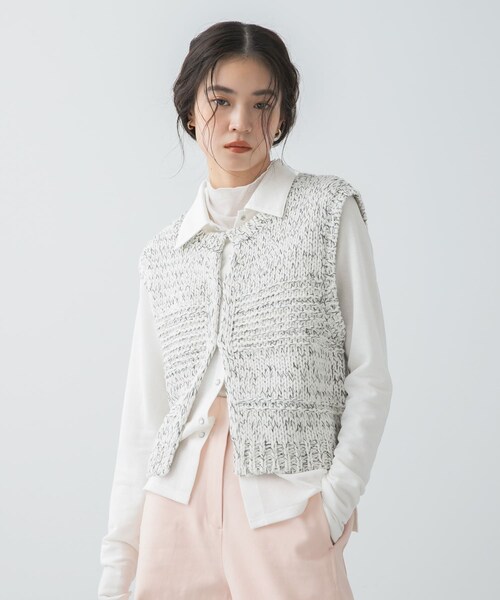 SENSE OF PLACE by URBAN RESEARCH（センスオブプレイスバイアーバンリサーチ）の「『洗濯可』ミックスカラーローゲージベスト（ベスト・レディース・BLACK/NAVY/IVORY・One）」の6枚目の写真