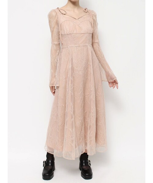 EATME（イートミー）の「リボンショルダーレースワンピース（ドレス・レディース・グレー/ブラック/ベージュ・S/M）」の14枚目の写真