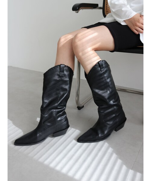 Ungrid（アングリッド）の「ポインテッドトゥウエスタンブーツ（ブーツ・レディース・ブラック/ベージュ/シルバー・S/M/L）」の15枚目の写真