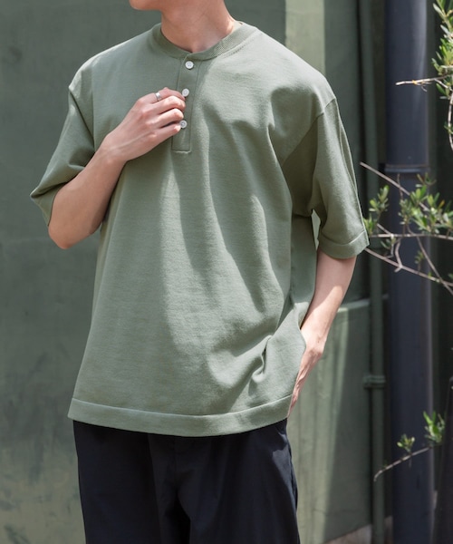 URBAN RESEARCH DOORS（アーバンリサーチドアーズ）の「FORK&SPOON　ヘンリーネックニットTシャツ（ニット/セーター・メンズ・IVORY/MOSSMINT/GRAY・4/5）」の3枚目の写真