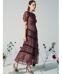 LAGUNAMOON | LADYショルダーギャザーレースマキシワンピース(ドレス)