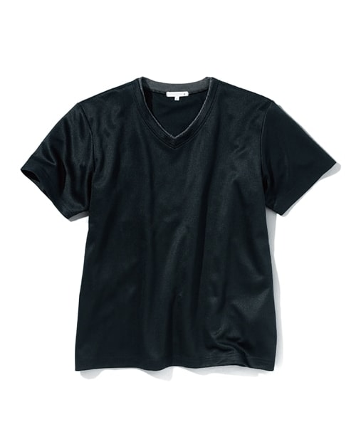 nissen（ニッセン）の「ストライプ重ね着風VネックTシャツ【３L以上お腹ゆったり】（Tシャツ/カットソー・メンズ・グレー系/黒系・M/L/LL/3L/4L/5L/6L/8L/10L）」の8枚目の写真