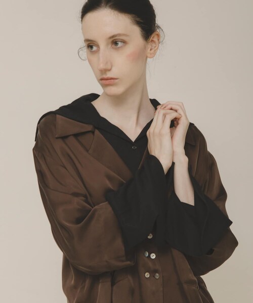 LAATO（ラート）の「open collar shirts（シャツ/ブラウス・レディース・ミスト/チョコレート・Free）」の15枚目の写真