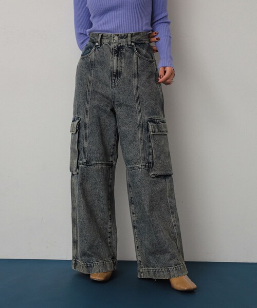 SENSE OF PLACE by URBAN RESEARCH(センスオブプレイスバイアーバンリサーチ)の「ヴィンテージデニムワイドパンツ(デニムパンツ・レディース・GRAY/L.INDIGO・S/M)」の5枚目の写真