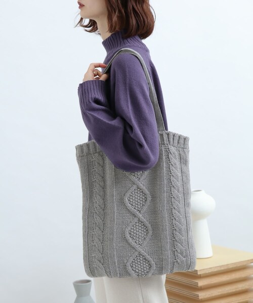 SENSE OF PLACE by URBAN RESEARCH（センスオブプレイスバイアーバンリサーチ）の「ニットトート（トートバッグ・レディース・GRAY/IVORY/MOCHA・FREE）」の2枚目の写真