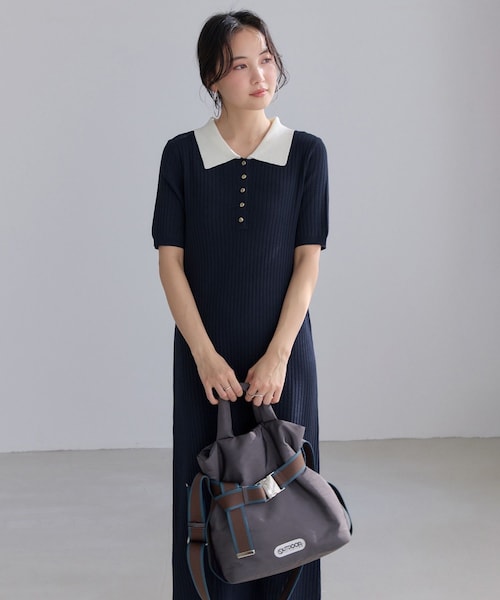 VIS（ビス）の「ポロ襟ニットワンピース（ワンピース・レディース・チャコール/ブラウン/ネイビー・F）」の20枚目の写真